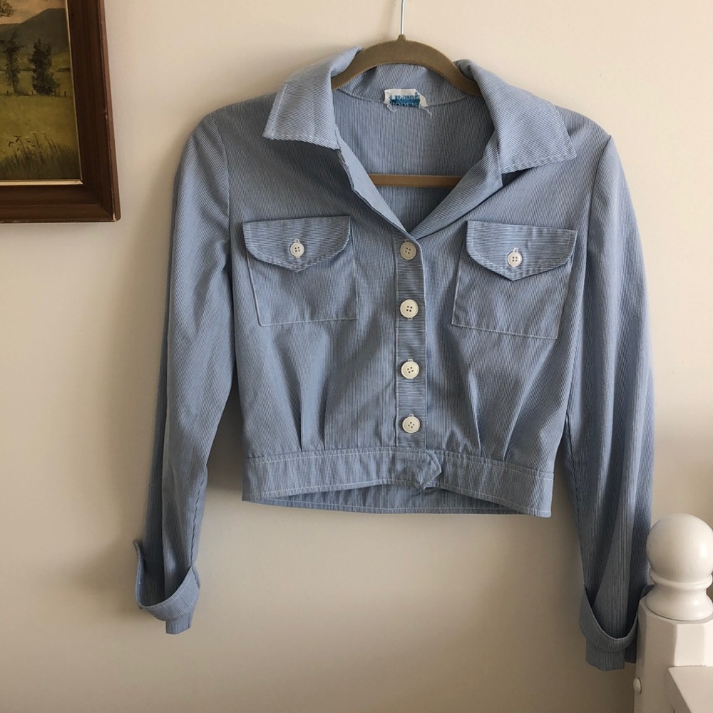 Vintage Cropped Long Sleeve Button Up